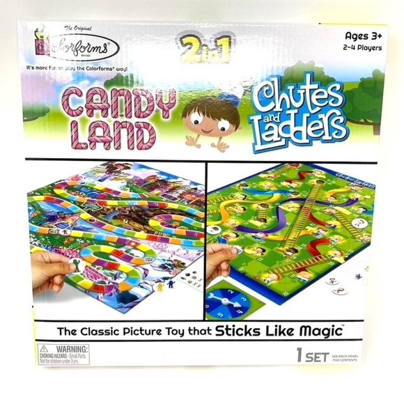 Colorforms 2 In 1 Hasbro Games Candy Land & Chutes And Ladders Car Activity - Picture 1 of 6